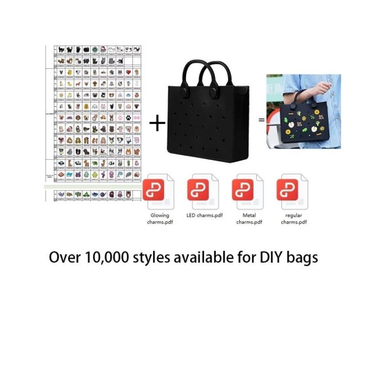 Reusable EVA Tote Bag with DIY Decorative Charms – Waterproof Beach Bag for Women