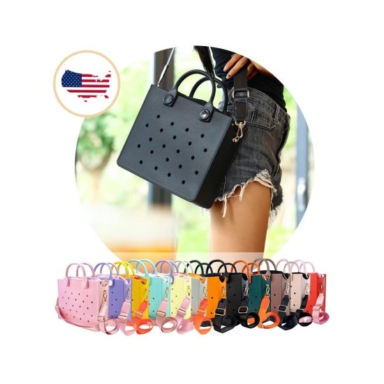 Reusable EVA Tote Bag with DIY Decorative Charms – Waterproof Beach Bag for Women