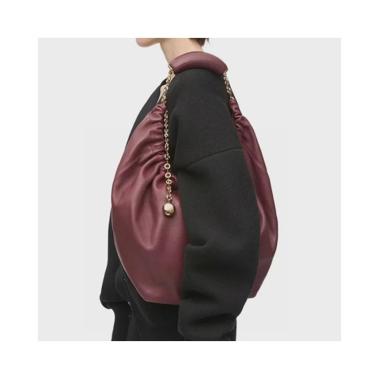 Luxury Genuine Leather Donut Chain Bucket Bag for Women - Soft Cowhide Shoulder Tote for Commute