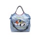 Stylish Embroidered Nylon Tote Bag with Ball Chain, Large Capacity Casual Shopper