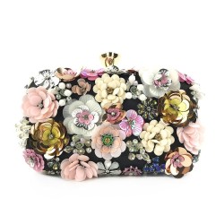 Women Evening Clutch Bag Beaded Floral Handbag Clutch Bag Party Prom Purse