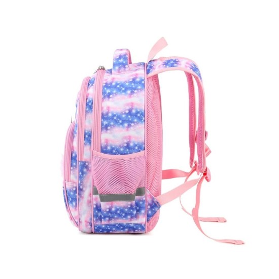 Girls Backpack with Striped Unicorn Print – Cute Cartoon School Bag for Kids, Lightweight & Durable