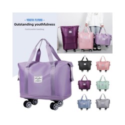 Spinner Wheel Expandable Travel Duffel Bag, Extra-Large Capacity Wet-Dry Separation, Gym & College Student Luggage
