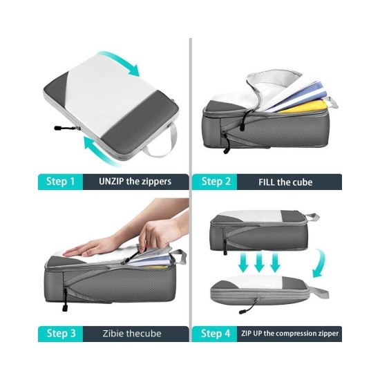 Foldable Waterproof TUP Travel Organizer Set – Transparent Packing Cubes for Luggage & Suitcases
