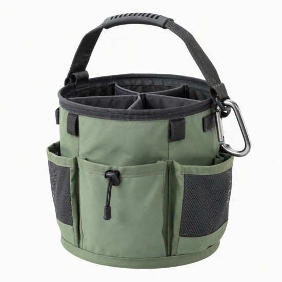 Foldable Rock Climbing Storage Bag Durable Carabiner Hook Partitions Organizer Holder Hiking Gear